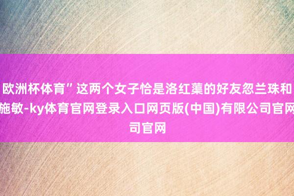 欧洲杯体育”这两个女子恰是洛红蕖的好友忽兰珠和施敏-ky体育官网登录入口网页版(中国)有限公司官网