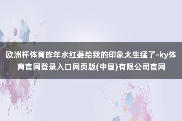 欧洲杯体育昨年水红菱给我的印象太生猛了-ky体育官网登录入口网页版(中国)有限公司官网