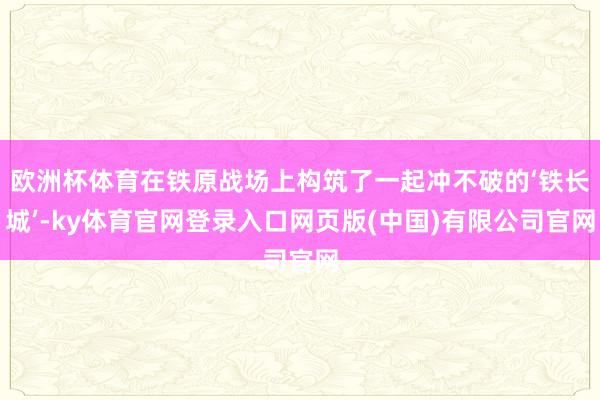 欧洲杯体育在铁原战场上构筑了一起冲不破的‘铁长城’-ky体育官网登录入口网页版(中国)有限公司官网