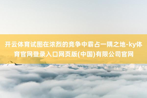 开云体育试图在浓烈的竞争中霸占一隅之地-ky体育官网登录入口网页版(中国)有限公司官网