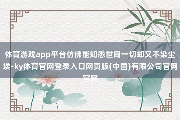 体育游戏app平台仿佛能知悉世间一切却又不染尘埃-ky体育官网登录入口网页版(中国)有限公司官网